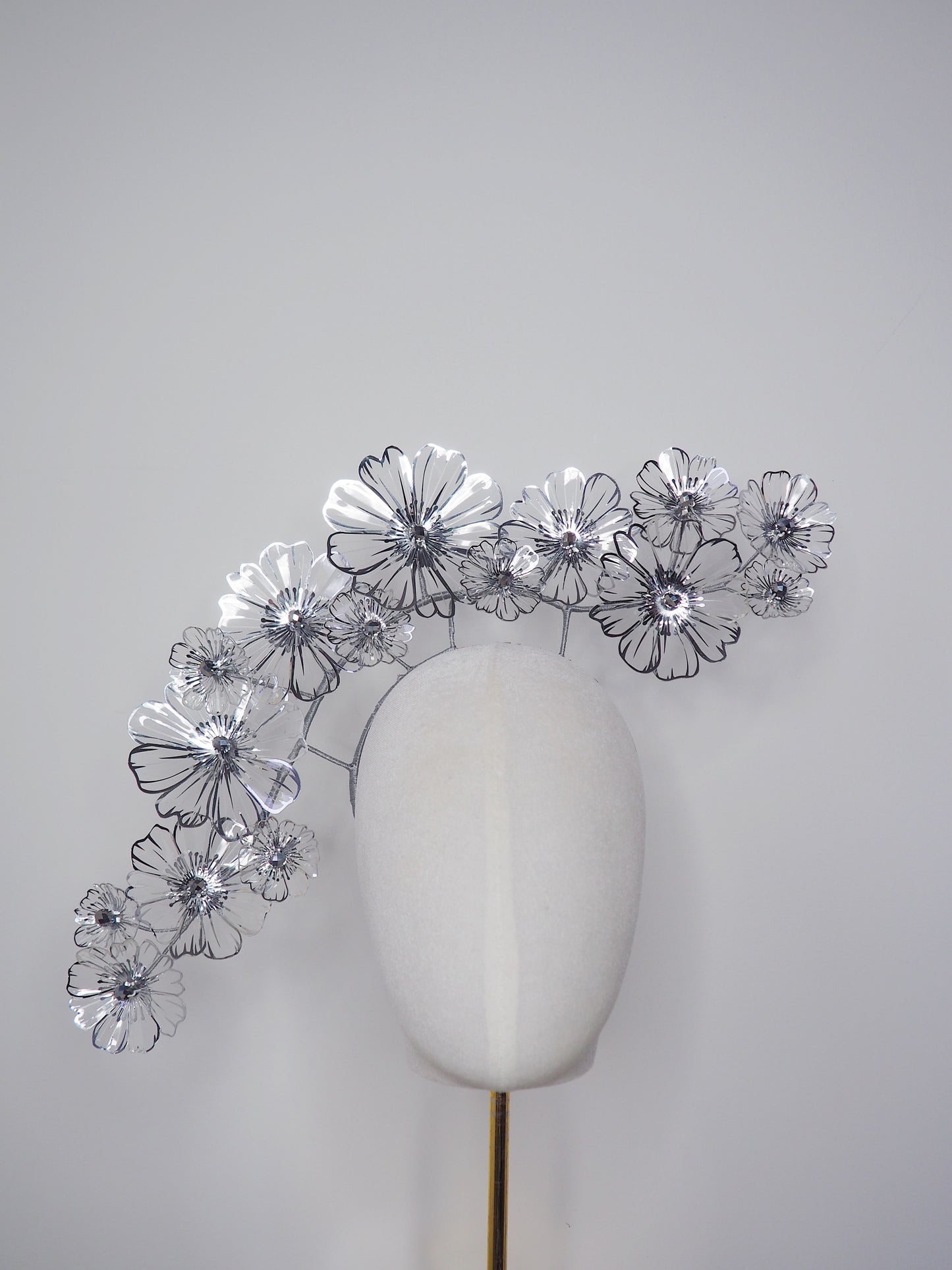Silver Bloom- Silver metallic Crystoform flower headband