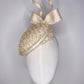 Sweet little bow - Ivory Vintage straw cloth with wired sculptural Parisissal bow