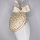 Sweet little bow - Ivory Vintage straw cloth with wired sculptural Parisissal bow