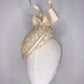 Sweet little bow - Ivory Vintage straw cloth with wired sculptural Parisissal bow