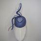 Baby blues - cornflower straw pork pie pillbox with silver veil detail and  wired crystal rope swirl