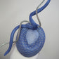 Baby blues - cornflower straw pork pie pillbox with silver veil detail and  wired crystal rope swirl