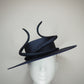 Navy baby - Navy boater with a sculpted parisisal swirl feature
