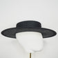 Black Stardust  - Classic Black straw boater with crystal and veil detail