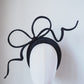 Blowing in the breeze - black parisissal Rope bow on satin and veil detail 3d headband