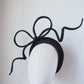 Blowing in the breeze - black parisissal Rope bow on satin and veil detail 3d headband