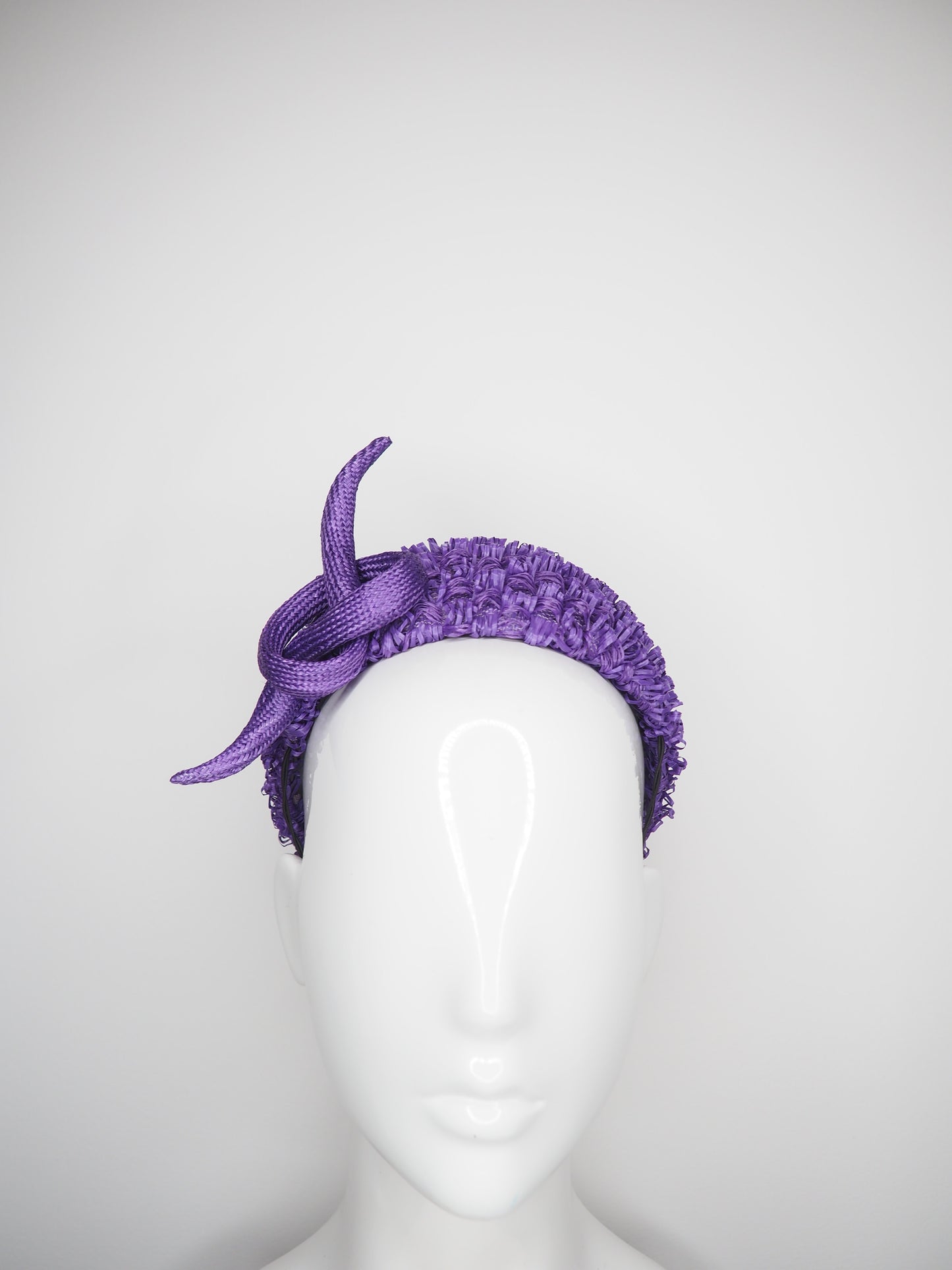 Grape delight - Hand Dyed vintage straw pillbox with fine straw knot