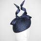 Midnight Hour - Navy Vintage straw and leather bow on textured navy base