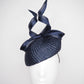 Midnight Hour - Navy Vintage straw and leather bow on textured navy base