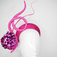 Miss Magenta - Magenta parisissal headband with sculpted hot pink swirl and magenta sequin flower hydrangea.