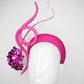 Miss Magenta - Magenta parisissal headband with sculpted hot pink swirl and magenta sequin flower hydrangea.