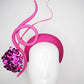 Miss Magenta - Magenta parisissal headband with sculpted hot pink swirl and magenta sequin flower hydrangea.