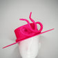 Bow on a boater  - Vivid pink parisissal Straw boater with a sculpted parisisal bow feature