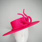 Bow on a boater  - Vivid pink parisissal Straw boater with a sculpted parisisal bow feature