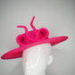 Bow on a boater  - Vivid pink parisissal Straw boater with a sculpted parisisal bow feature