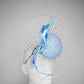 Blue Aurora - Baby blue leather veiled percher with silver veil and iridescent Aurora crystal detail