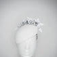 White wonder - Facehugger base with textured raffia cotton base and veil & leather flower detail