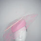 La Vie En Rose - Transparent Crystoform floral patterned brim on a pastel pink leather teardrop base.