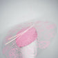 La Vie En Rose - Transparent Crystoform floral patterned brim on a pastel pink leather teardrop base.