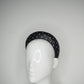Mia - Sparkle - Black leather 3d blocked headband with veil and crystal detail