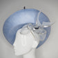 Uptown Bow -Convertible Blue silver and white Garden Party Style upturned brim with removable headband.