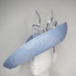 Uptown Bow -Convertible Blue silver and white Garden Party Style upturned brim with removable headband.