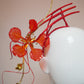 Paint the Town Red - Painted crystoform Flame Tree Bloom with golden buds and a flourish of quills