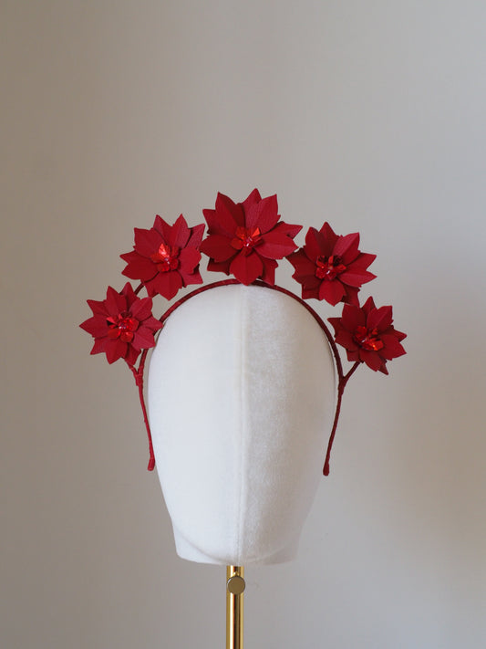 Hera - Leather flower headband - Assorted colours.