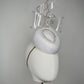Bow & Grace - white and silver lurex Pork pie pillbox with embellihed crystoform bow