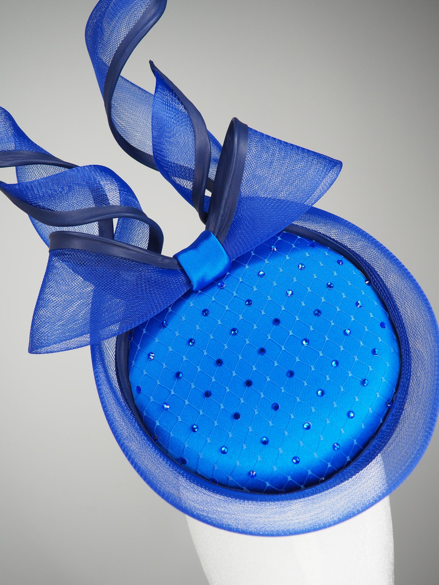 Sapphire Serenade - Blue wired bow percher with sapphire crystal detail