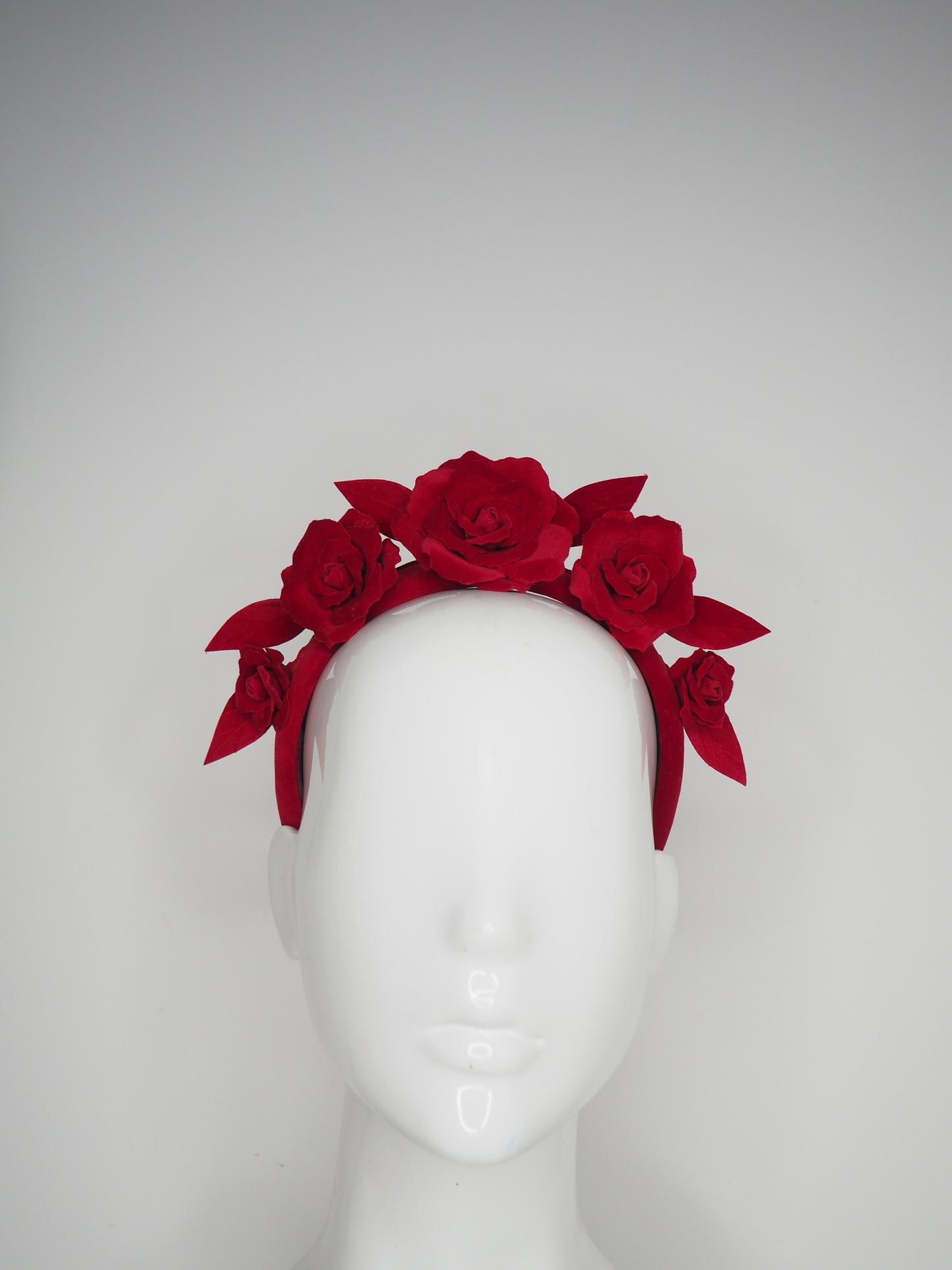Velvet Rose -Red - Velvet rose vine headband on padded handmade alice band.