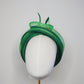 Verdant Flame - Emerald Green Satin 3d headband with wired crinoline turban swirl