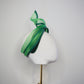 Verdant Flame - Emerald Green Satin 3d headband with wired crinoline turban swirl