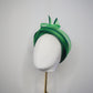 Verdant Flame - Emerald Green Satin 3d headband with wired crinoline turban swirl