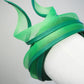 Verdant Flame - Emerald Green Satin 3d headband with wired crinoline turban swirl