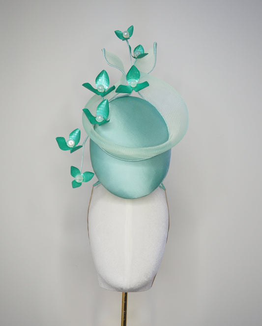Mint Mirage - Mint green percher with jade blossoms and mint crinoline swirl