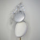 celestial Cosmos - Silver round percher with crystoform silver and clear Cosmo flowers