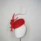 Scarlet Swirl - Red vintage straw cloth button vintage straw cloth button beret with wires parisissal swirls and quills