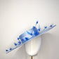 Baby Blue - Large Baby Blue Boater Brim with delicate crystoform rose vine in shades of blue