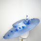 Baby Blue - Large Baby Blue Boater Brim with delicate crystoform rose vine in shades of blue