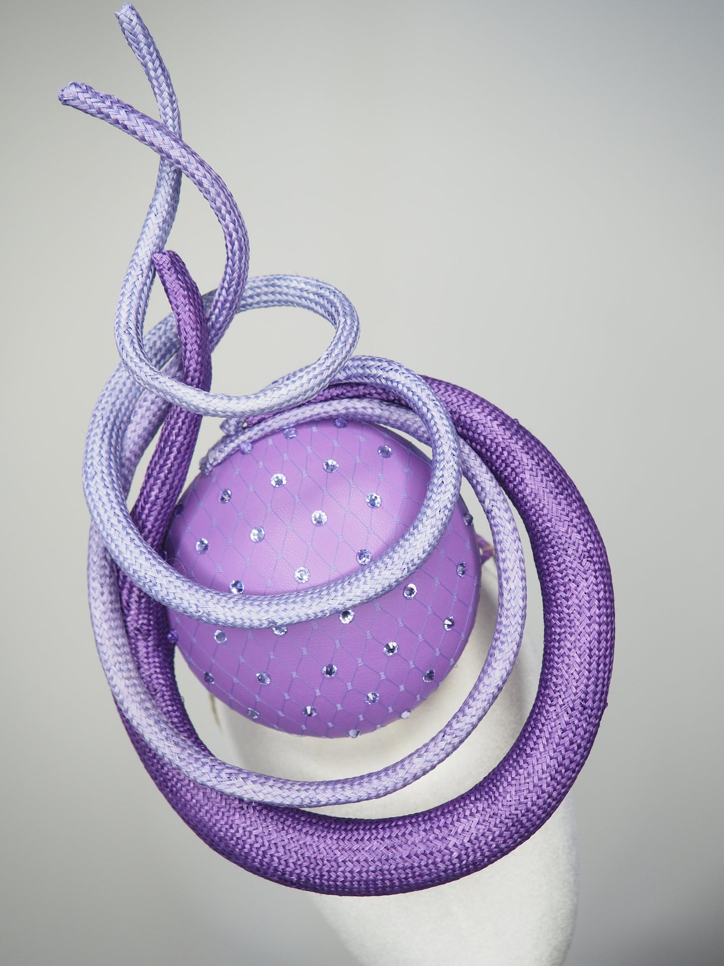 Violet Whirl - Purple leather percher with straw swirls in lilac shades