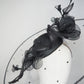 A Rainy Day in Melbourne - Black clear cristoform brim with wispy crinline roses  & crinoline swirl