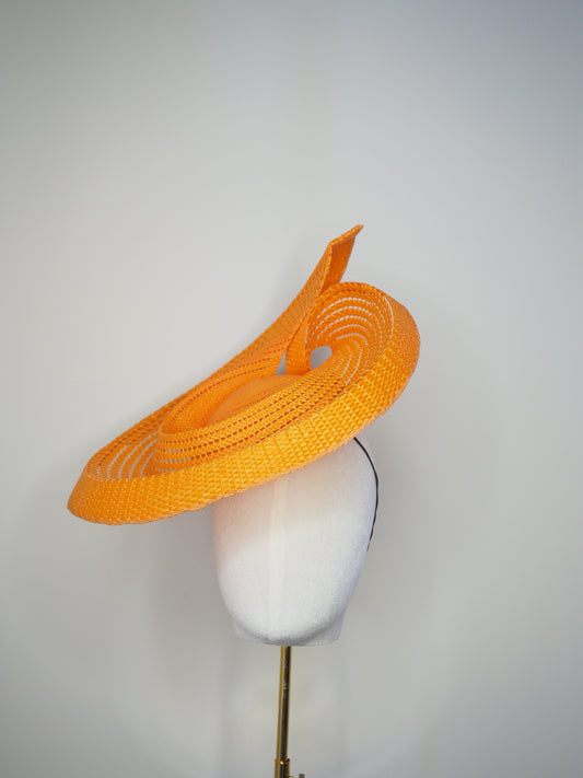 Tangerine Swirl  - Orange sculpted hatinator brim in textured material