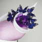 Butterfly Bloom - Hand painted indigo butterflies on a facehugger base with a purple crystoform bloom