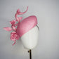 Rosetta - A playful candy pink face-hugger beret featuring sculptural straw swirls and handcrafted Parisissal roses.