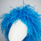 Azure Plume - pillbox covered in luxurious turquoise feathers for modern elegance with vintage glamour.