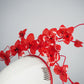 Scarlet Bloom -A dramatic floating orchid headband with sculptural wirework and handcrafted crimson blooms.