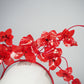Scarlet Bloom -A dramatic floating orchid headband with sculptural wirework and handcrafted crimson blooms.