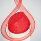 Ember - Red leather pillbox featuring a crystal-encrusted base and sculptural crinoline swirl.