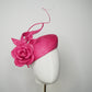 Rosé Reverie - Pink parasisal facehugger beret-style headpiece with sculpted straw rose and blossom and sculpted swirl